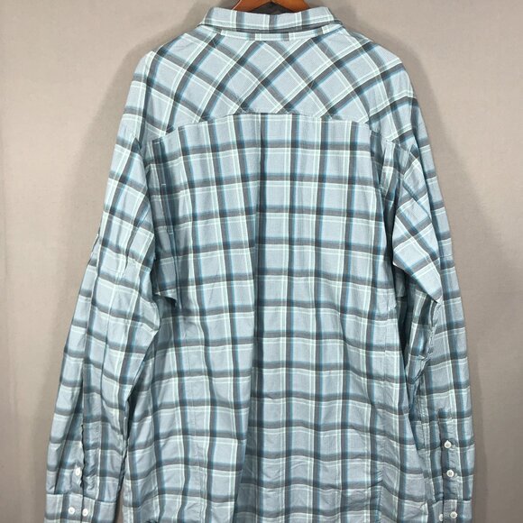 Columbia Shirt Men's 3XT Blue Plaid Omni-Shade PFG Button Down Roll Tab Sleeve - Picture 3 of 16